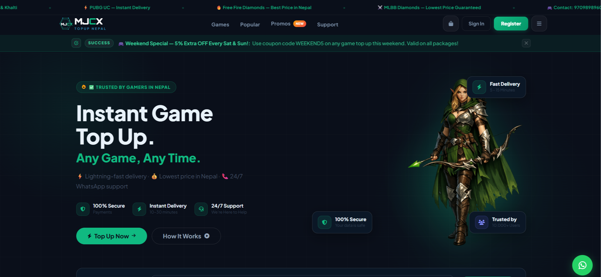 MJCX Topup — Game Top-Up Platform