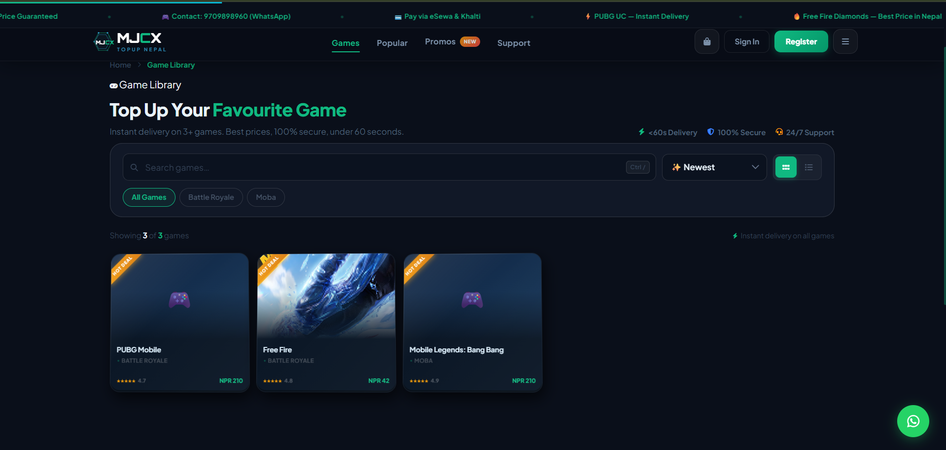 MJCX Topup — Game Top-Up Platform - Image 1